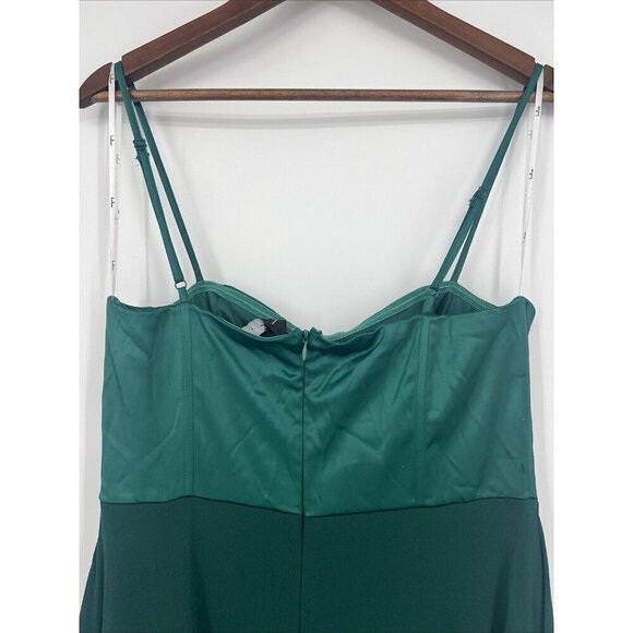 Lulus Womens Large Best Part of Me Green Satin Bustier Maxi Cocktail Dress Gown - Picture 4 of 9